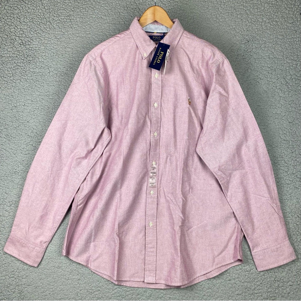 NEW Polo Ralph Lauren Iconic Oxford  Men's XL Long Sleeve Button Down Shirt Pink